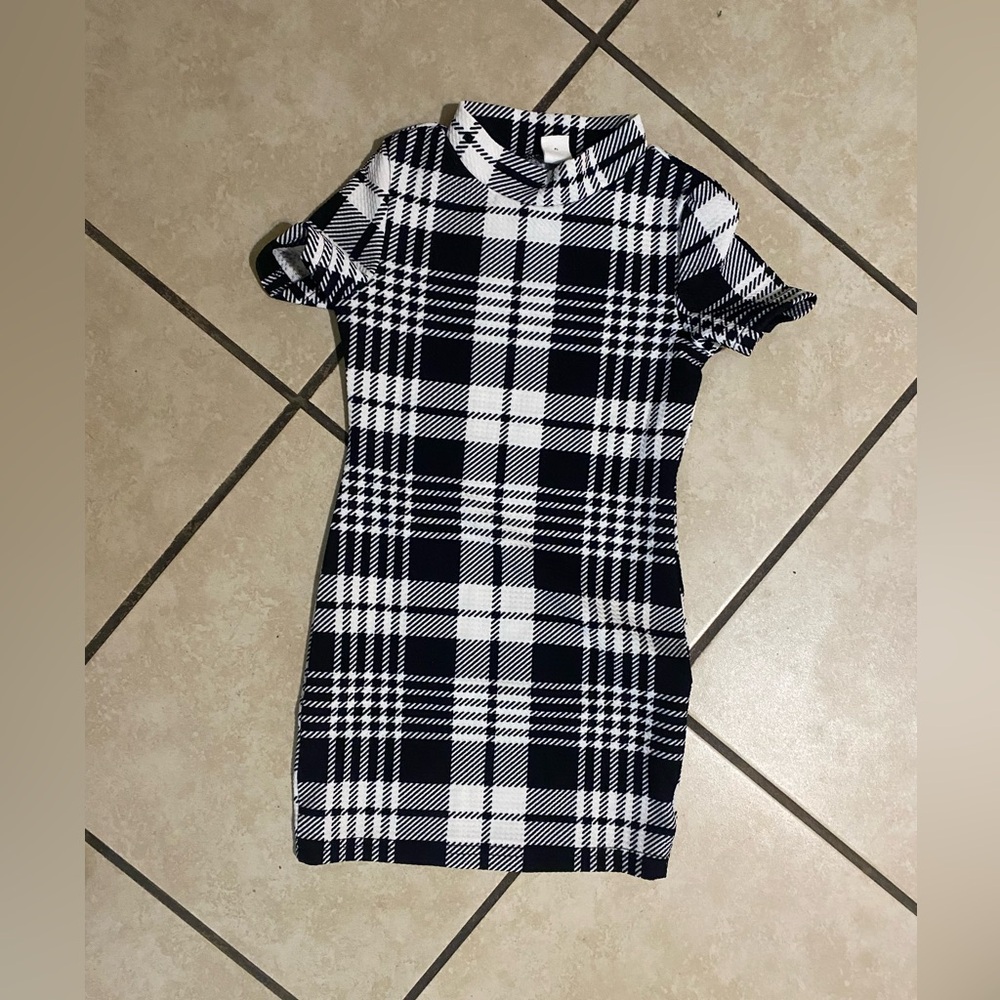 SHEIN Monochrome Checkered Mini Dress